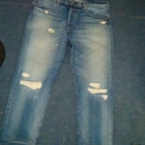 Levi's 501 very distressed jeans 38x32 but had tailored to 30"leg nice color🔥🔥